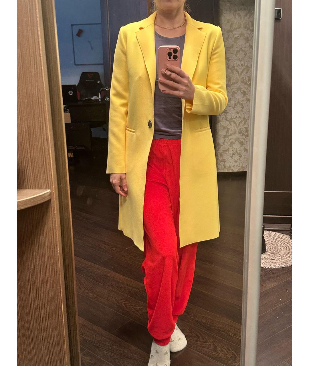 PINKO Желтый полиэстеровый жакет/пиджак, фото 4