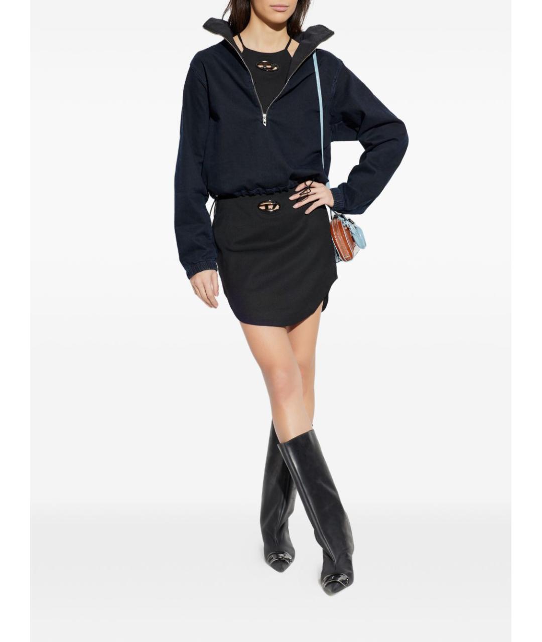 DIESEL Черная полиэстеровая юбка мини, фото 3