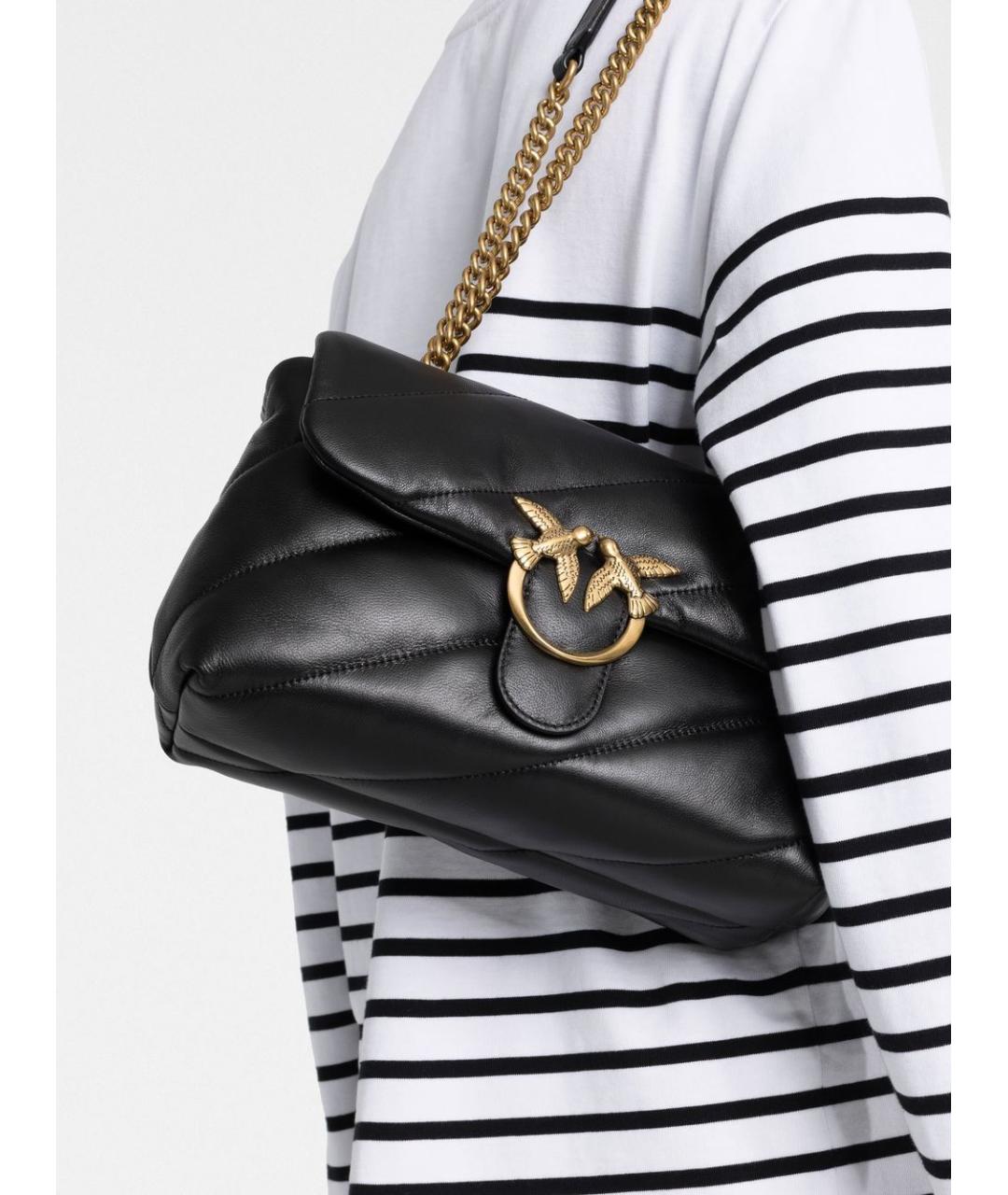 PINKO Черная кожаная сумка через плечо, фото 6