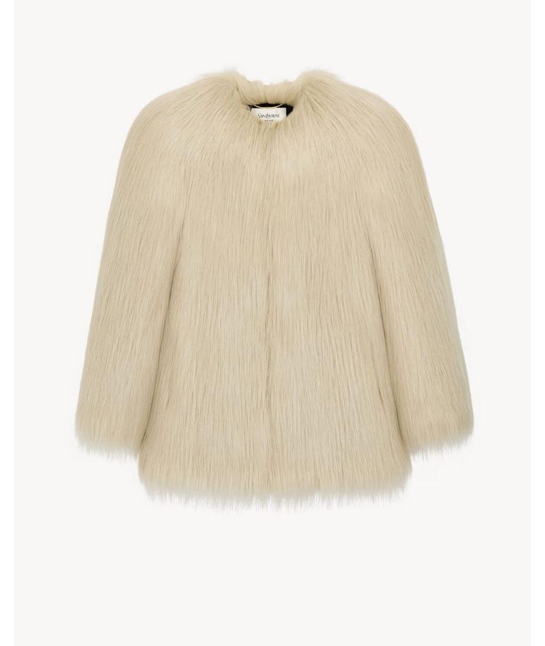 SAINT LAURENT Бежевая шуба, фото 3