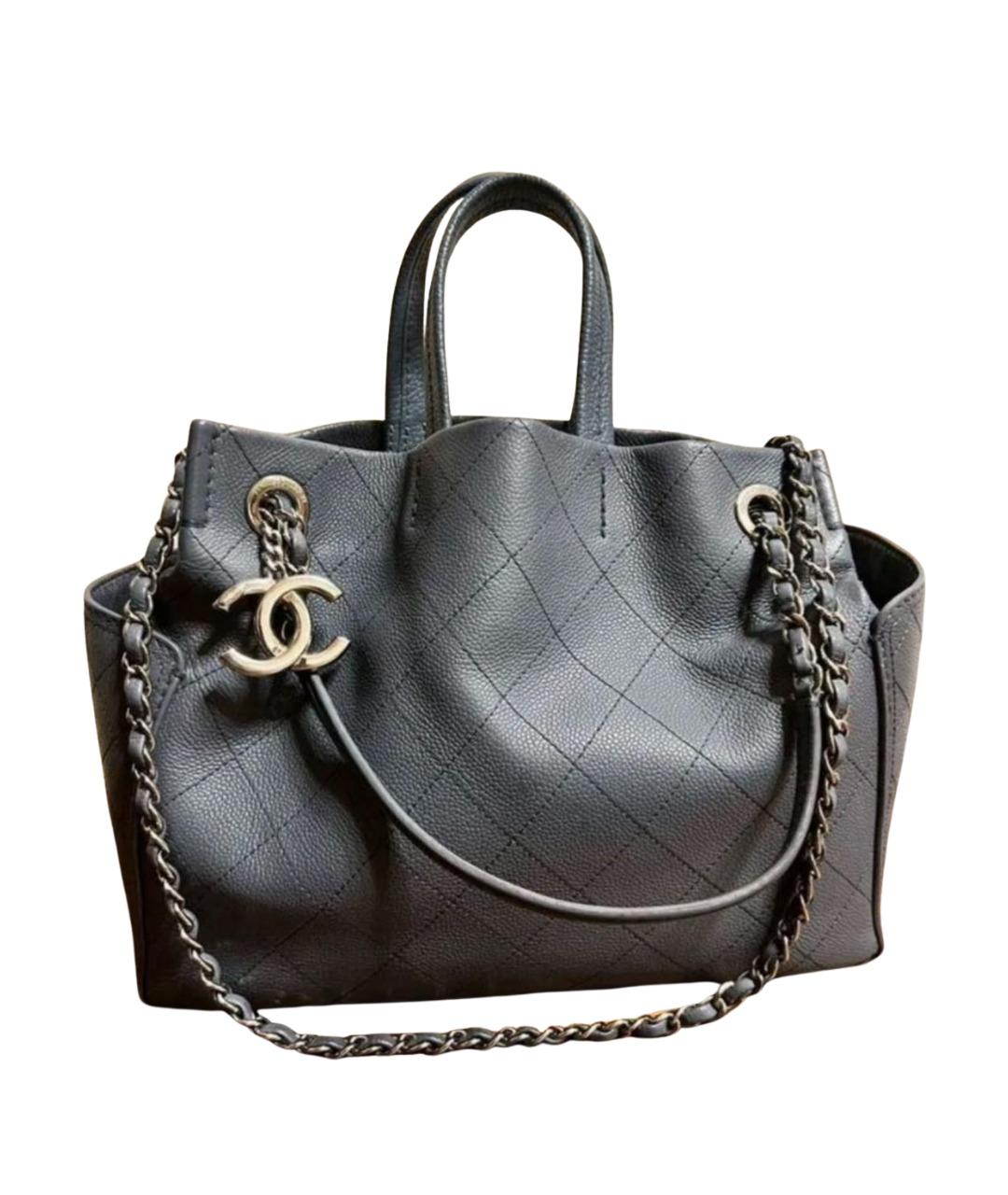 CHANEL Серая кожаная сумка тоут, фото 1