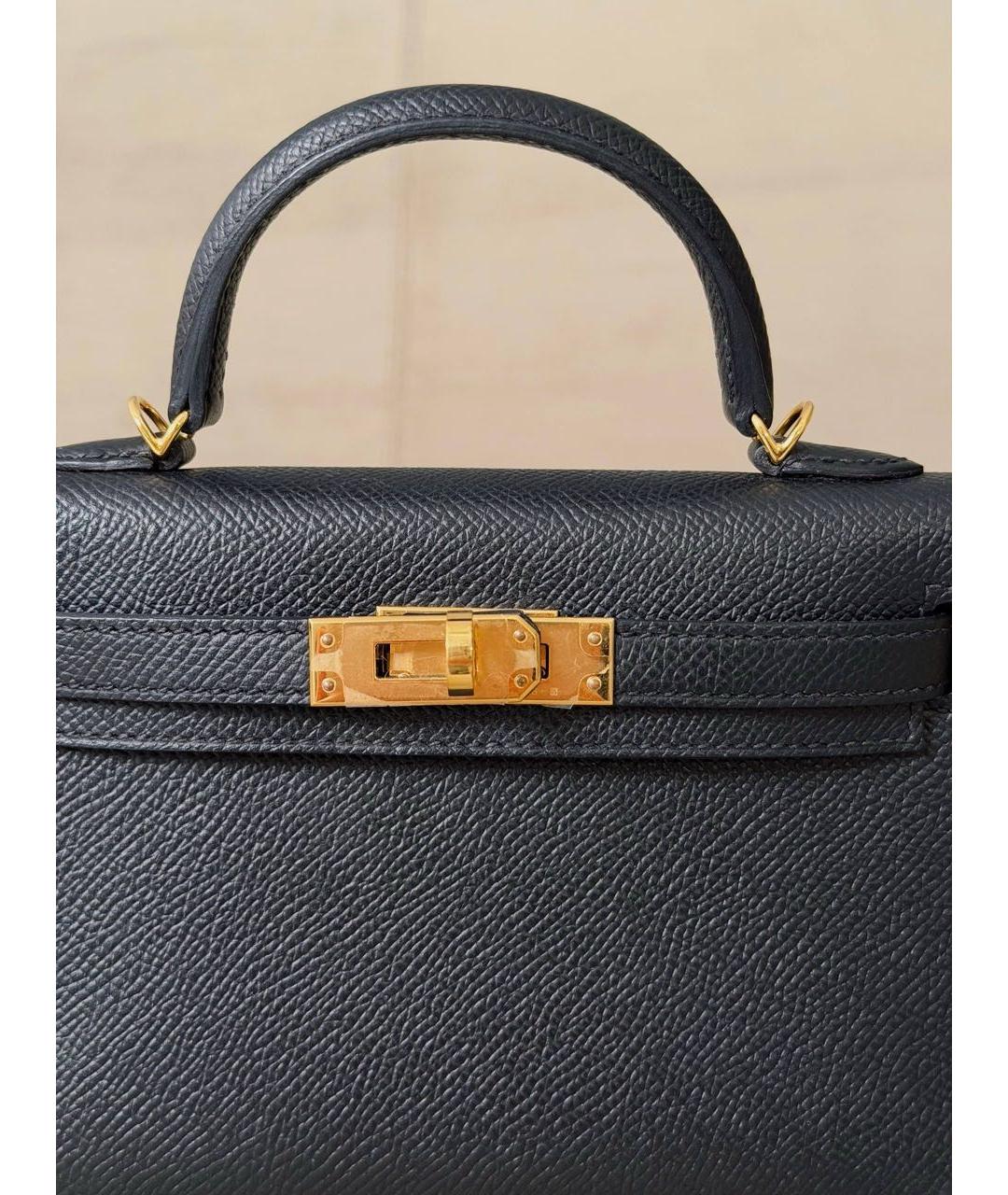 HERMES Черная кожаная сумка с короткими ручками, фото 4