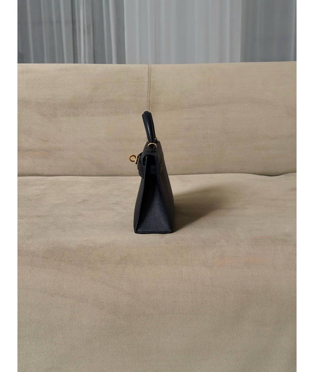 HERMES Черная кожаная сумка с короткими ручками, фото 3