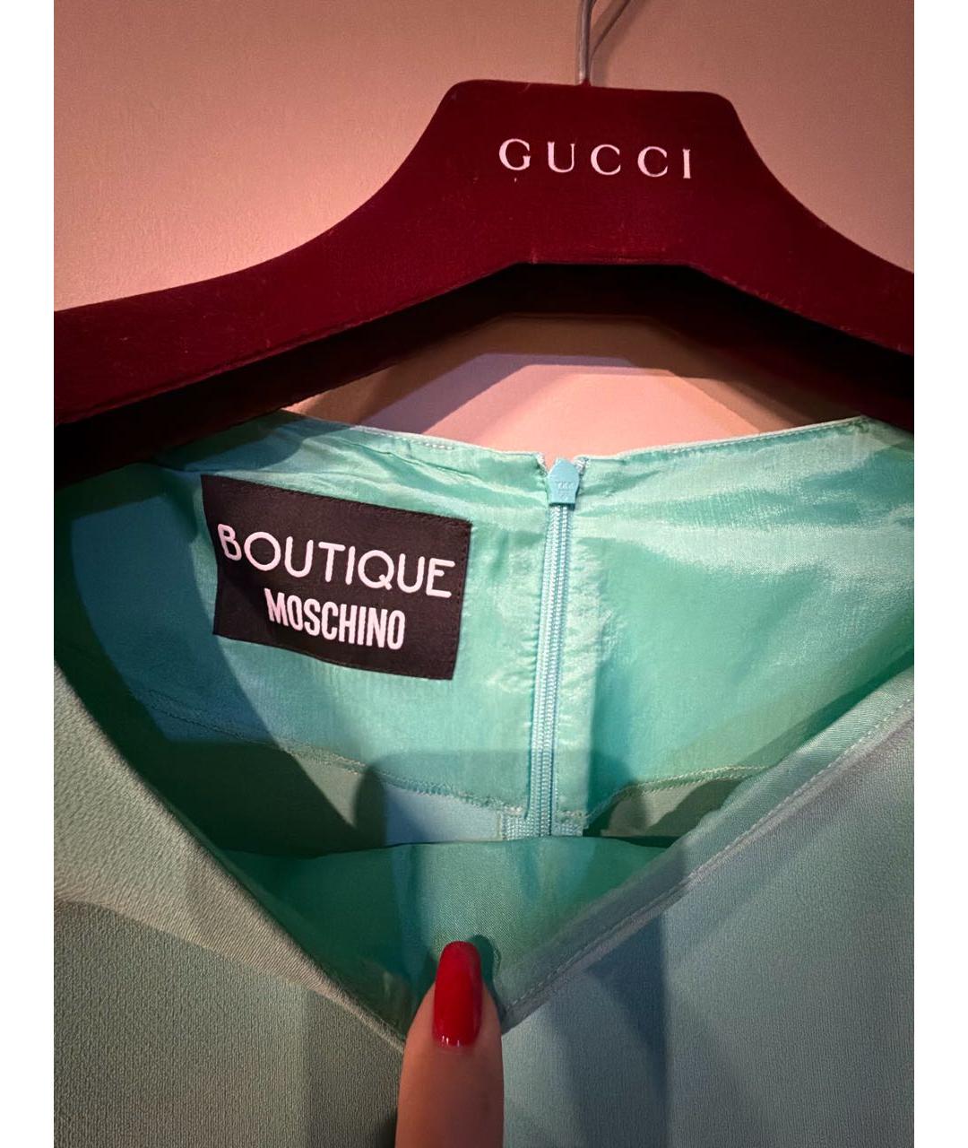 BOUTIQUE MOSCHINO Бирюзовое ацетатное коктейльное платье, фото 3