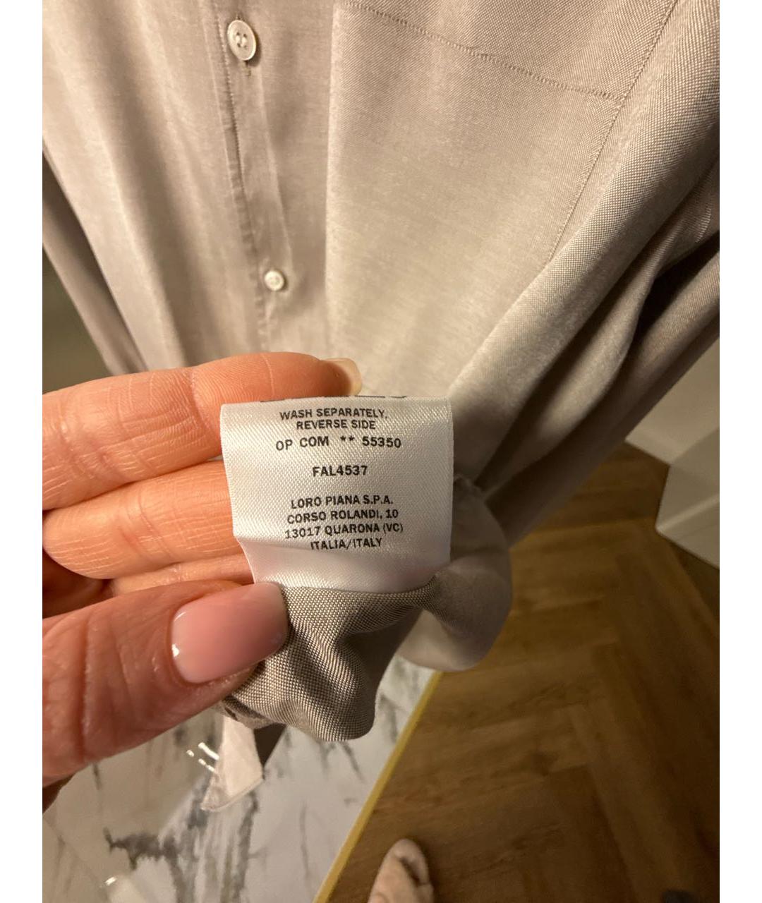 LORO PIANA Бежевая шелковая кэжуал рубашка, фото 6