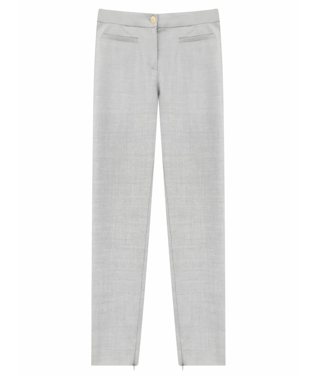 MAX MARA STUDIO Серые шерстяные прямые брюки, фото 1