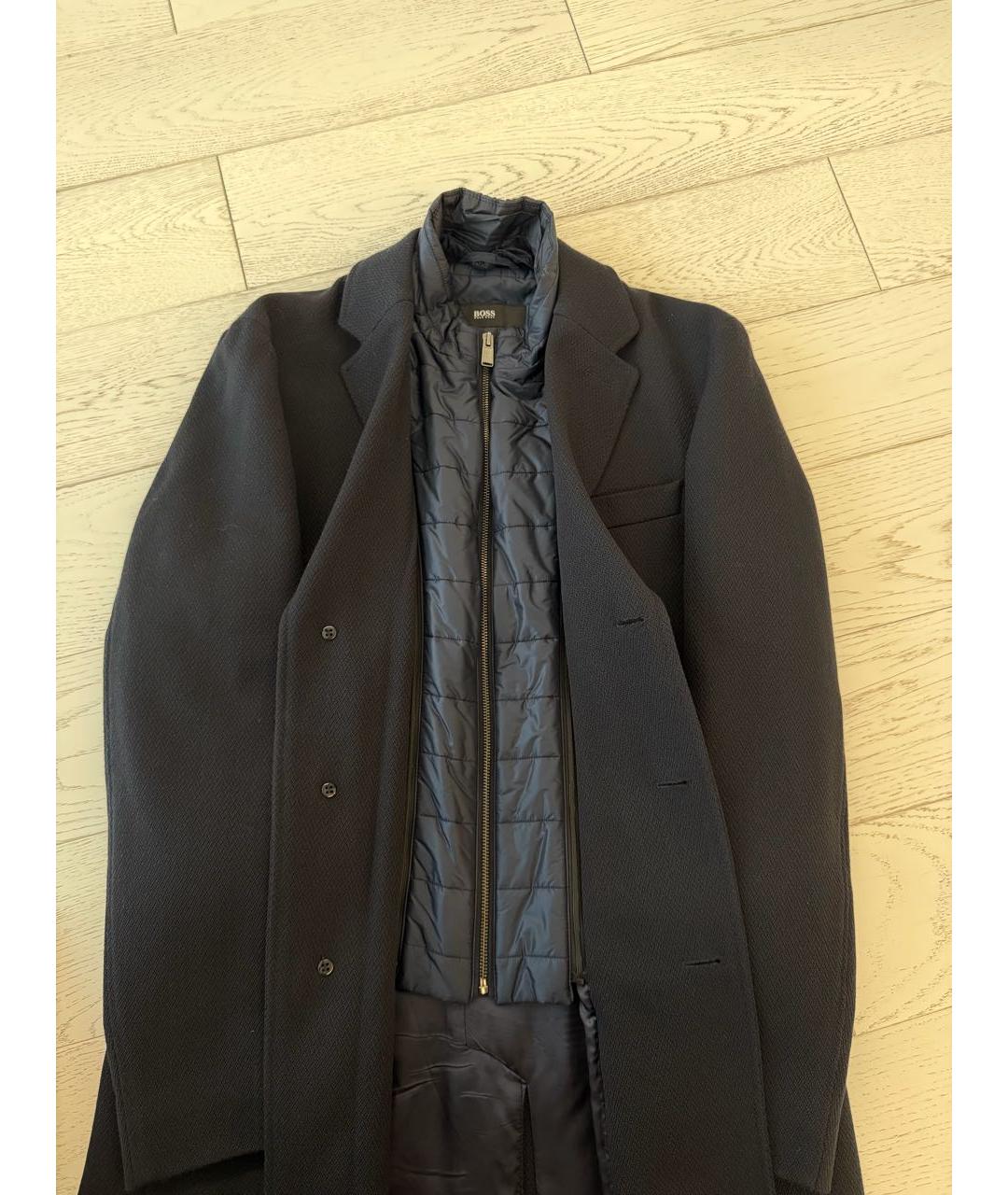 HUGO BOSS Темно-синее шерстяное пальто, фото 3