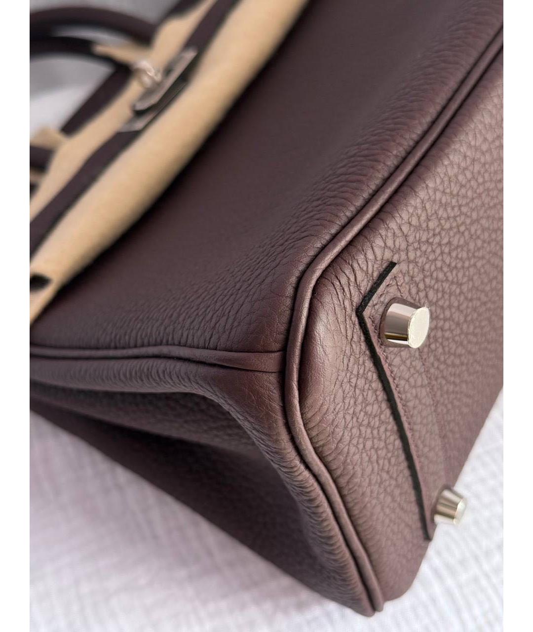 HERMES Бордовая кожаная сумка с короткими ручками, фото 5