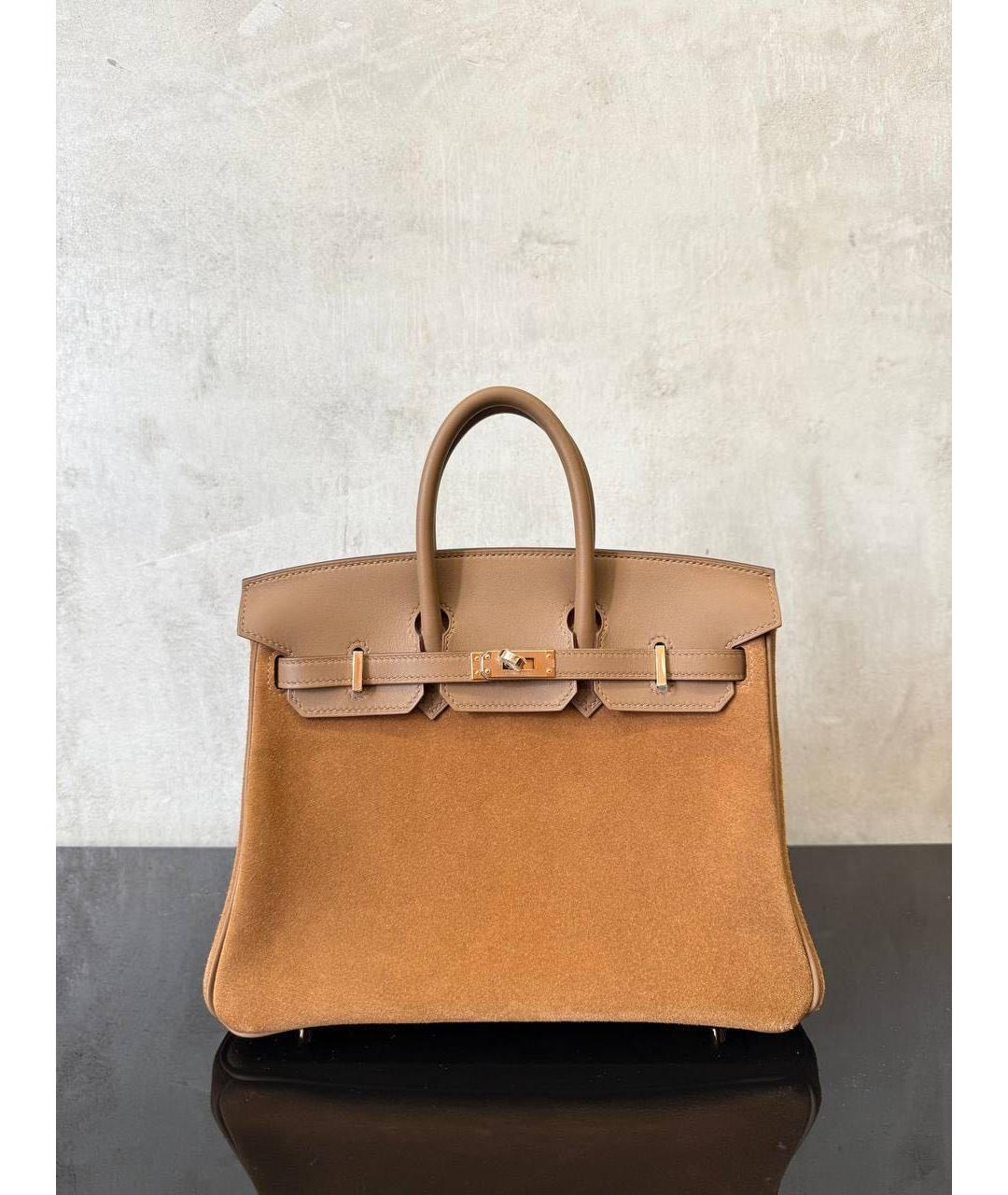 HERMES Коричневая кожаная сумка с короткими ручками, фото 6
