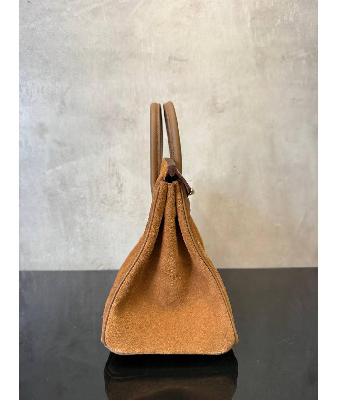 HERMES Коричневая кожаная сумка с короткими ручками, фото 3