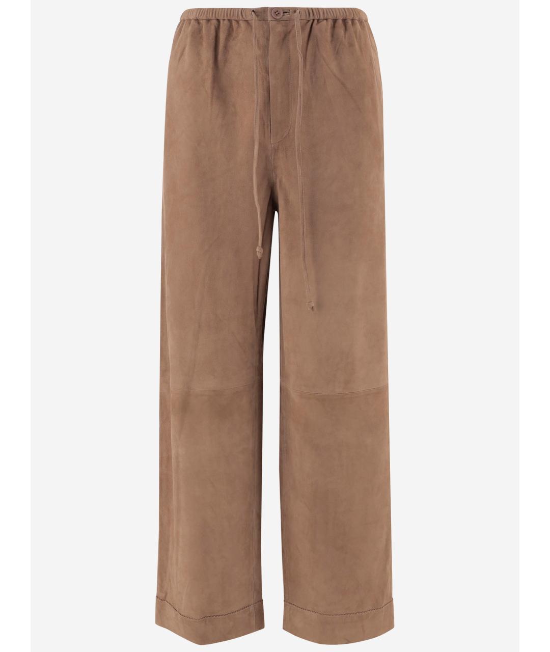 BY MALENE BIRGER Коричневые замшевые прямые брюки, фото 4