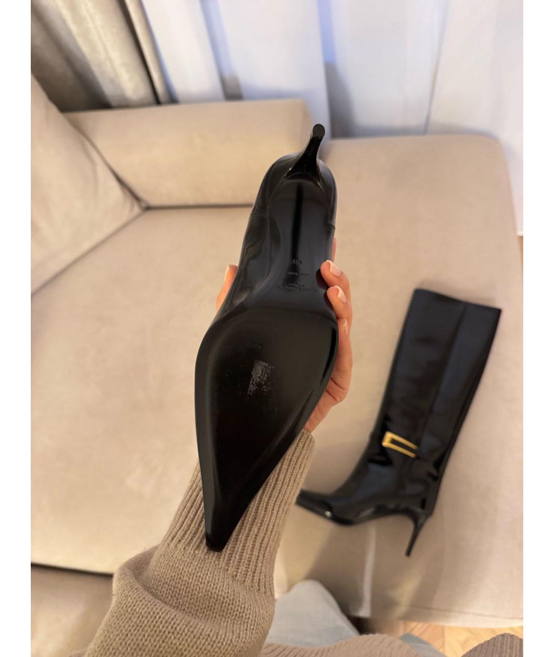 SAINT LAURENT Черные сапоги из лакированной кожи, фото 3
