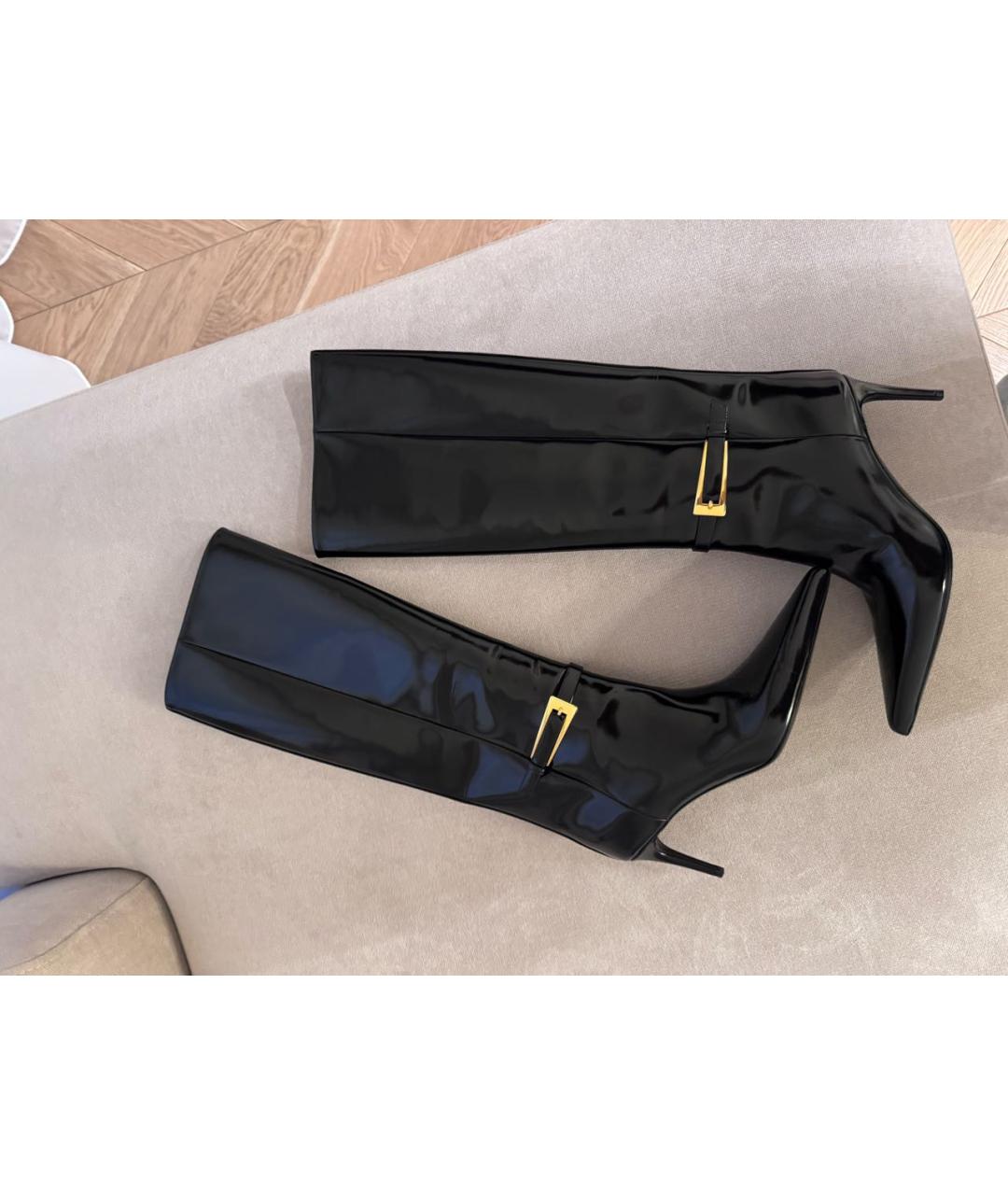 SAINT LAURENT Черные сапоги из лакированной кожи, фото 2