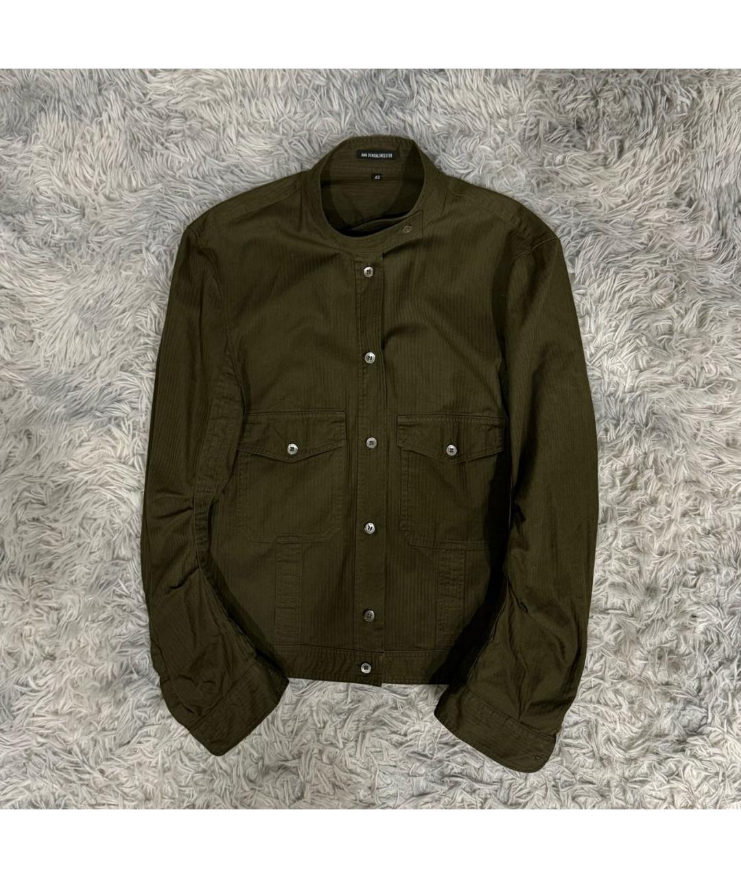 ANN DEMEULEMEESTER Хаки хлопковая рубашка, фото 7