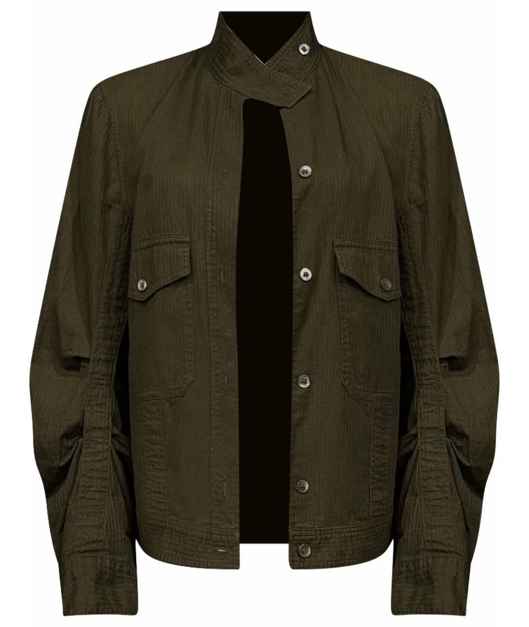 ANN DEMEULEMEESTER Хаки хлопковая рубашка, фото 1