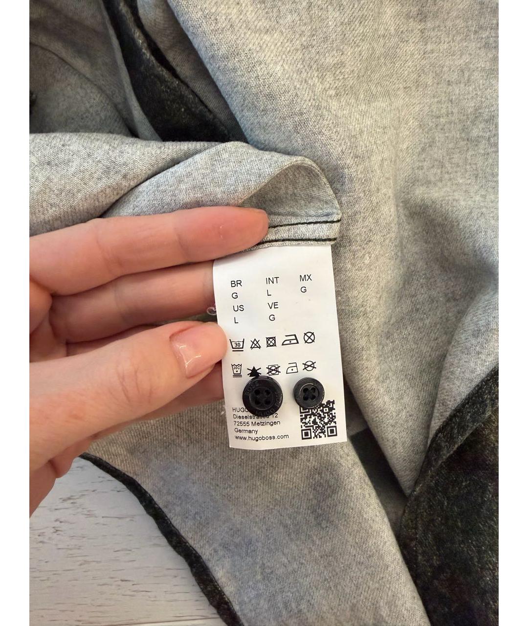 HUGO BOSS Хаки хлопковая кэжуал рубашка, фото 5