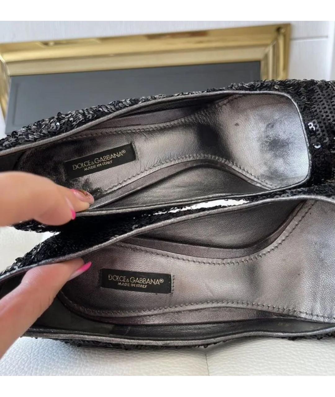 DOLCE&GABBANA Черные кожаные туфли, фото 3