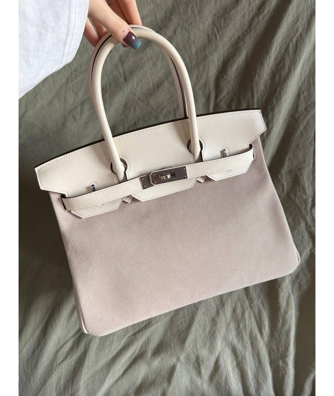 HERMES Бежевая кожаная сумка с короткими ручками, фото 8