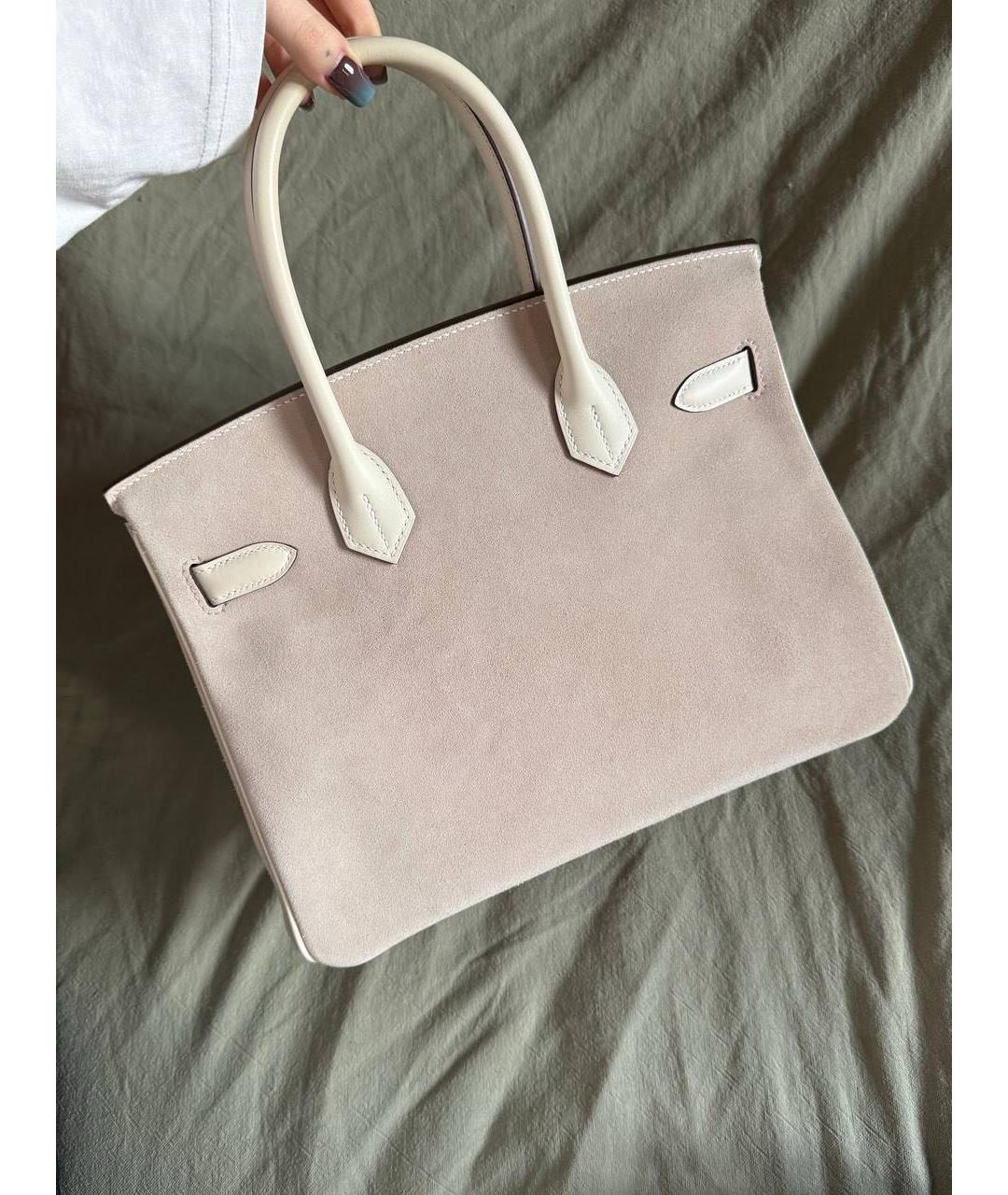 HERMES Бежевая кожаная сумка с короткими ручками, фото 2