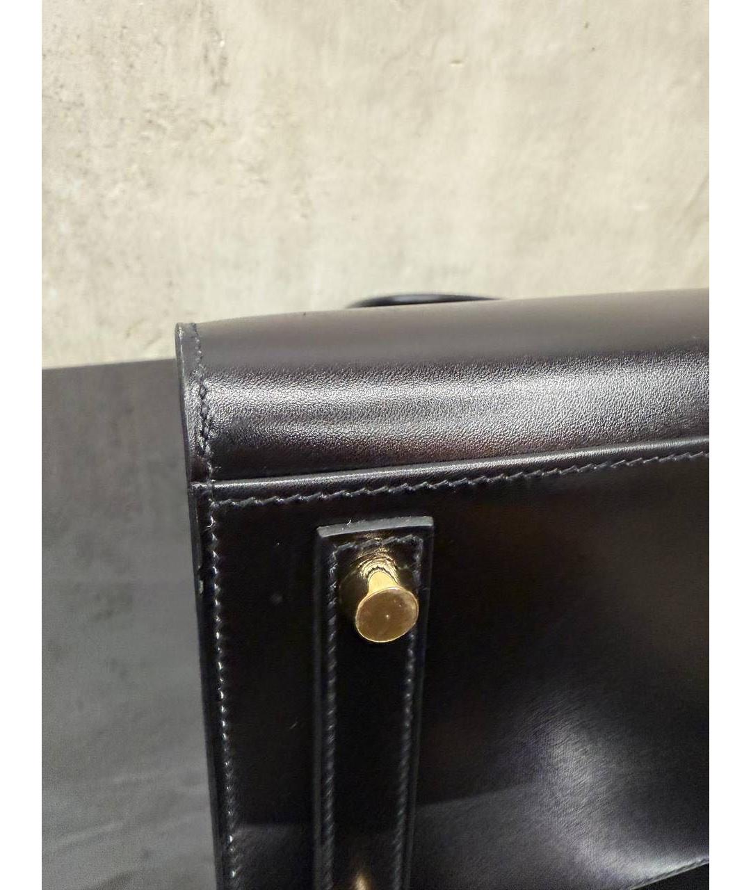 HERMES Черная кожаная сумка с короткими ручками, фото 5