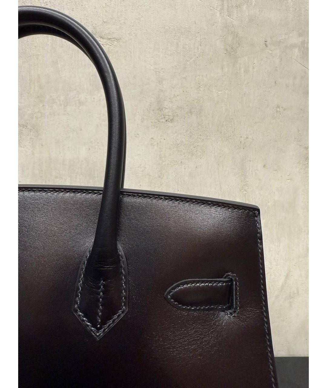 HERMES Черная кожаная сумка с короткими ручками, фото 6
