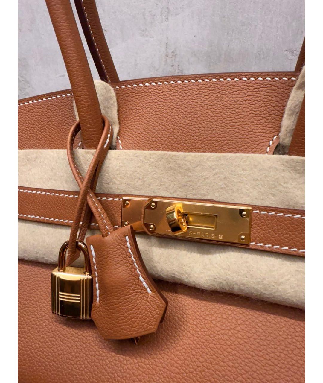 HERMES Коричневая кожаная сумка с короткими ручками, фото 3