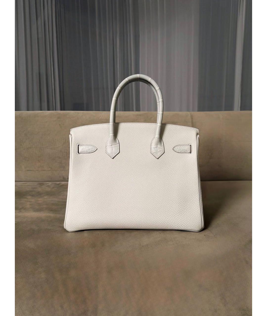 HERMES Бежевая кожаная сумка с короткими ручками, фото 3