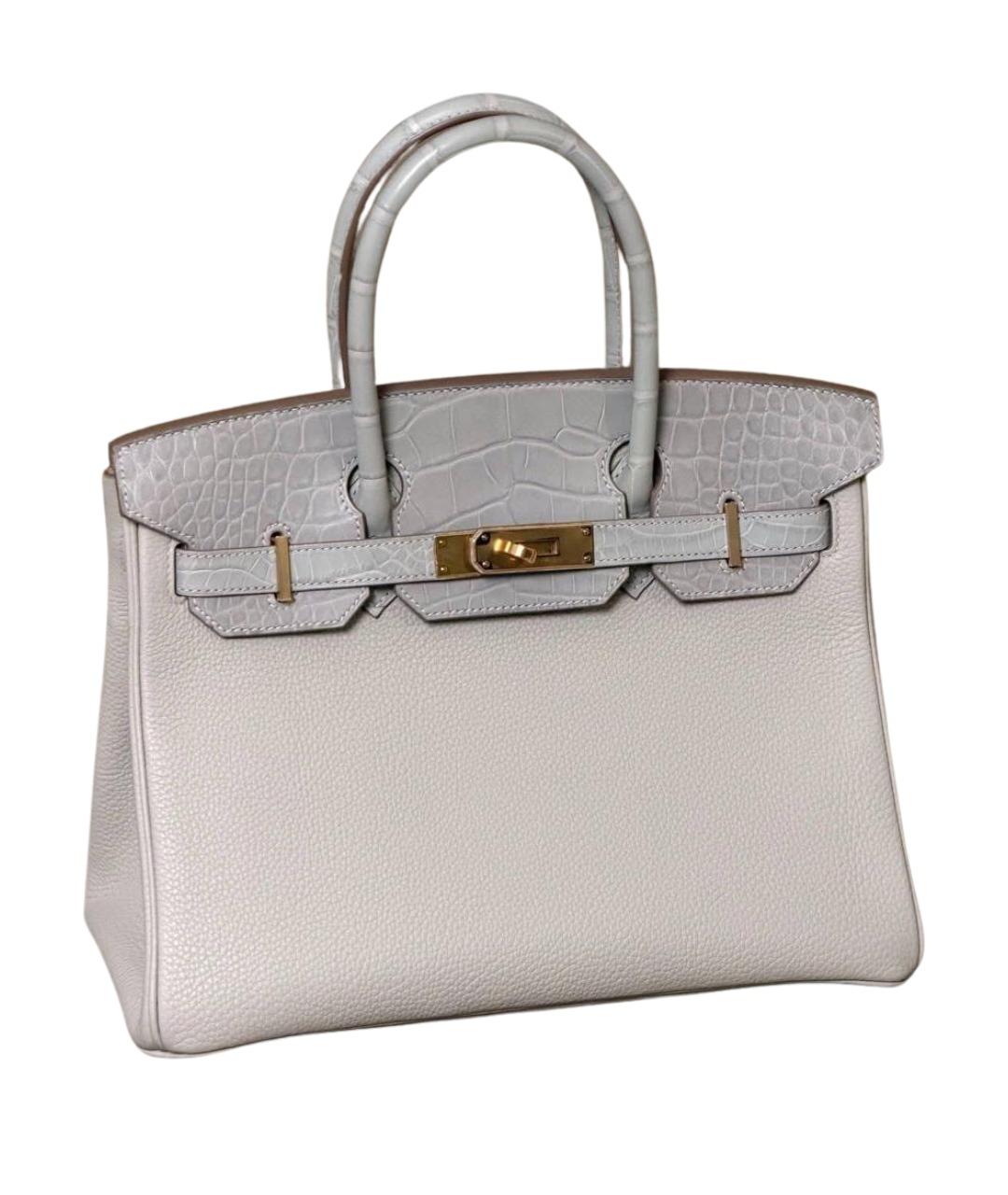 HERMES Бежевая кожаная сумка с короткими ручками, фото 1