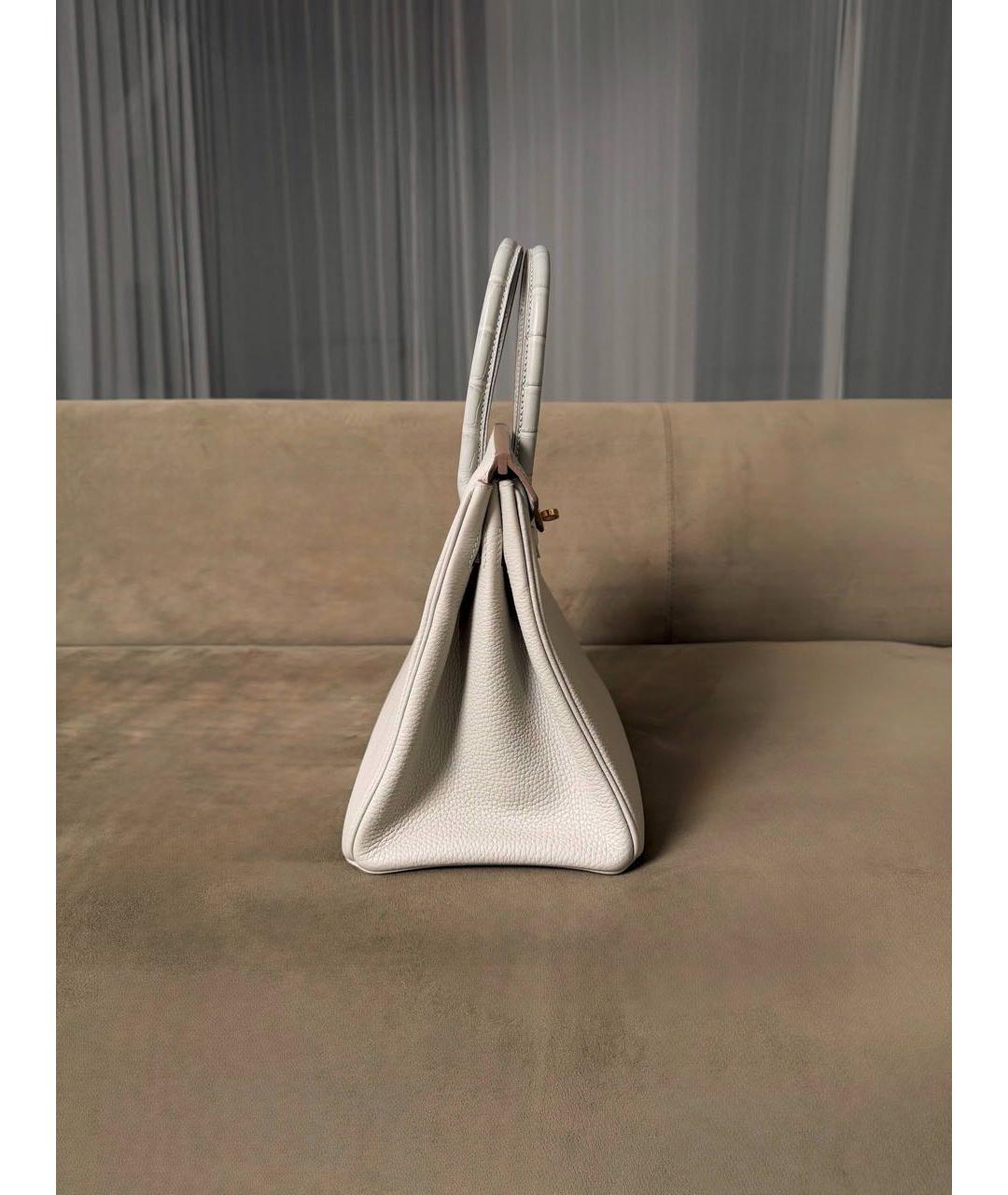 HERMES Бежевая кожаная сумка с короткими ручками, фото 4
