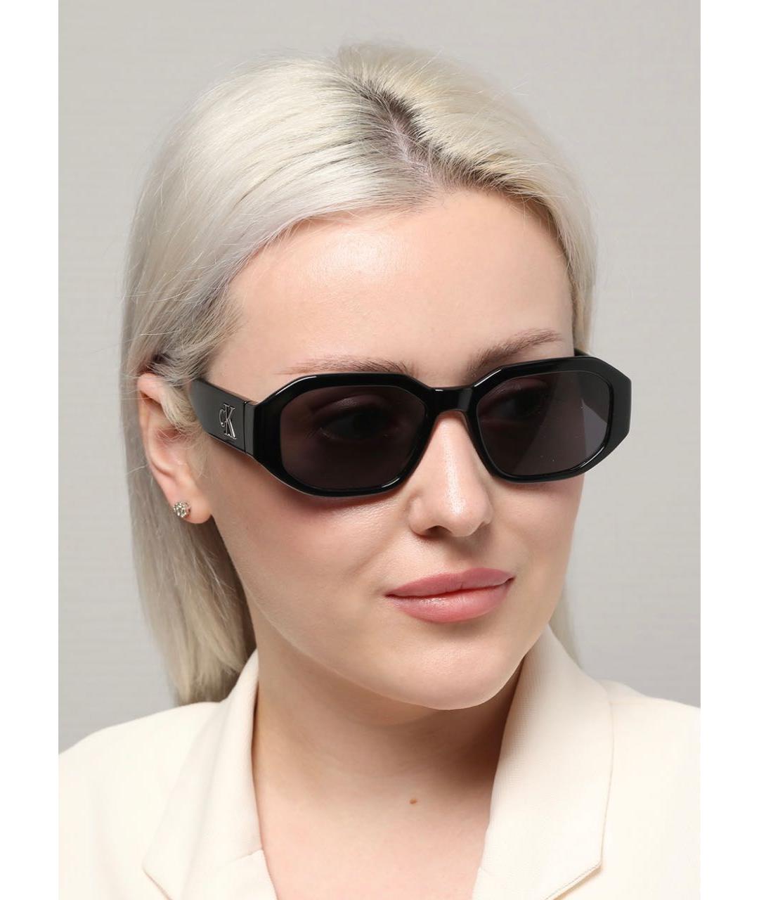 CALVIN KLEIN Черные пластиковые солнцезащитные очки, фото 7