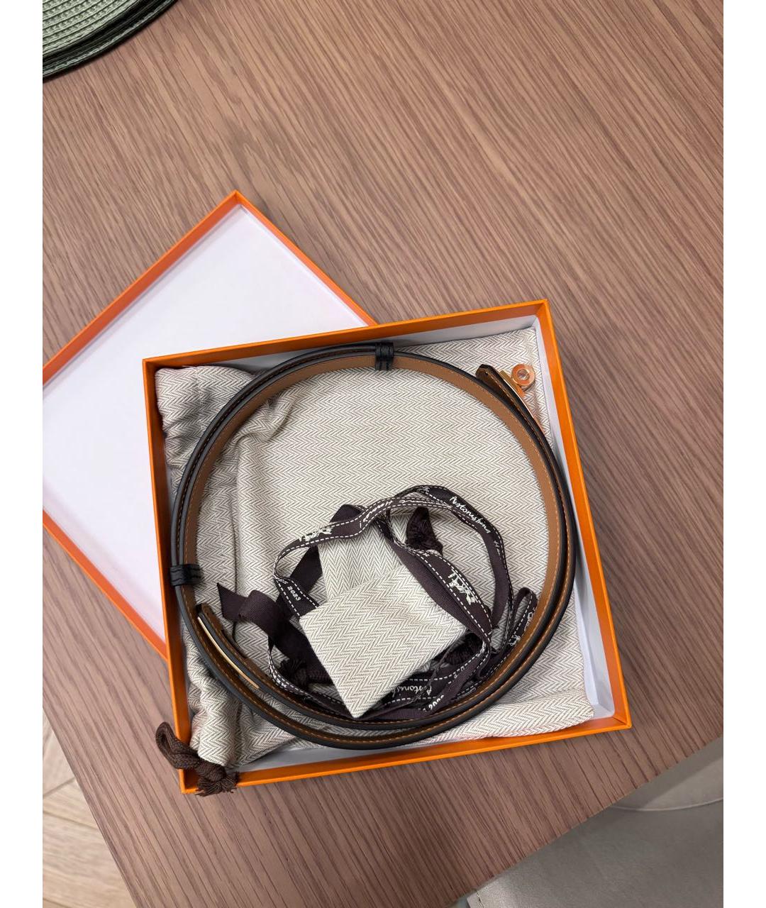 HERMES Черный кожаный ремень, фото 4