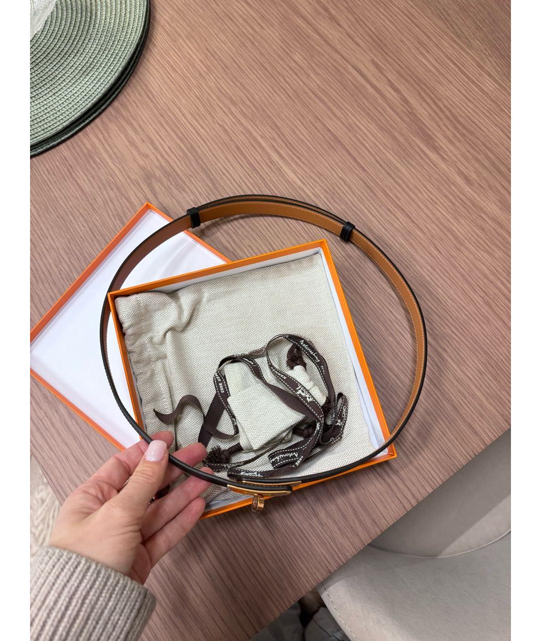 HERMES Черный кожаный ремень, фото 3