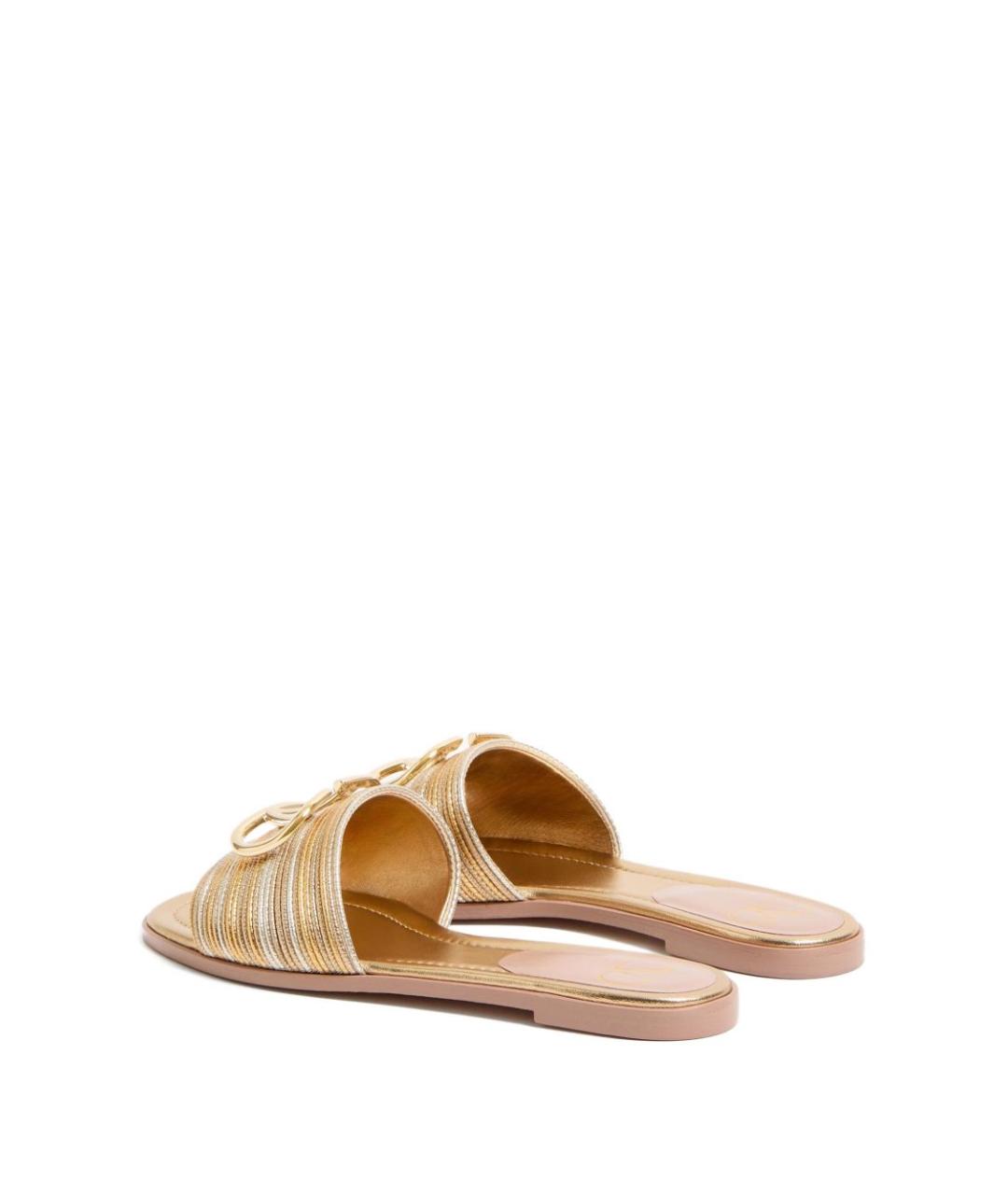 VALENTINO Золотые текстильные шлепанцы, фото 2
