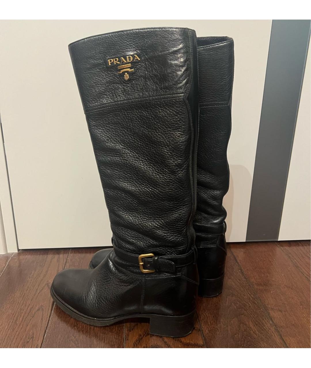 PRADA Черные кожаные сапоги, фото 4