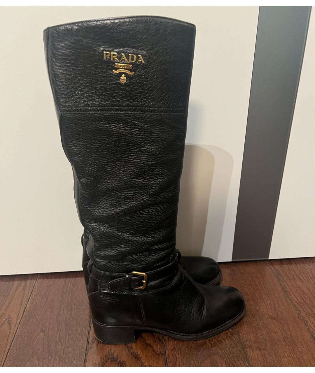 PRADA Черные кожаные сапоги, фото 8