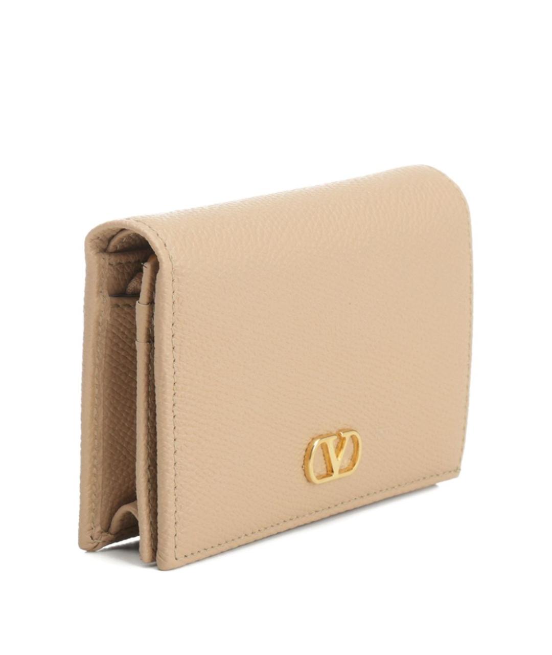 VALENTINO Бежевый кожаный кошелек, фото 2