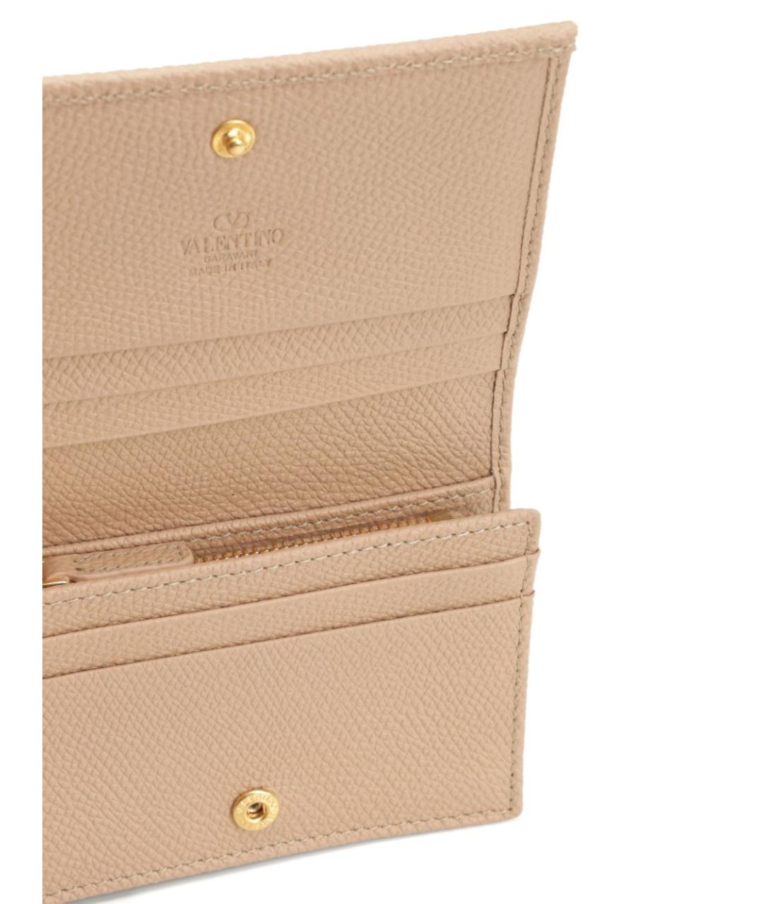 VALENTINO Бежевый кожаный кошелек, фото 4