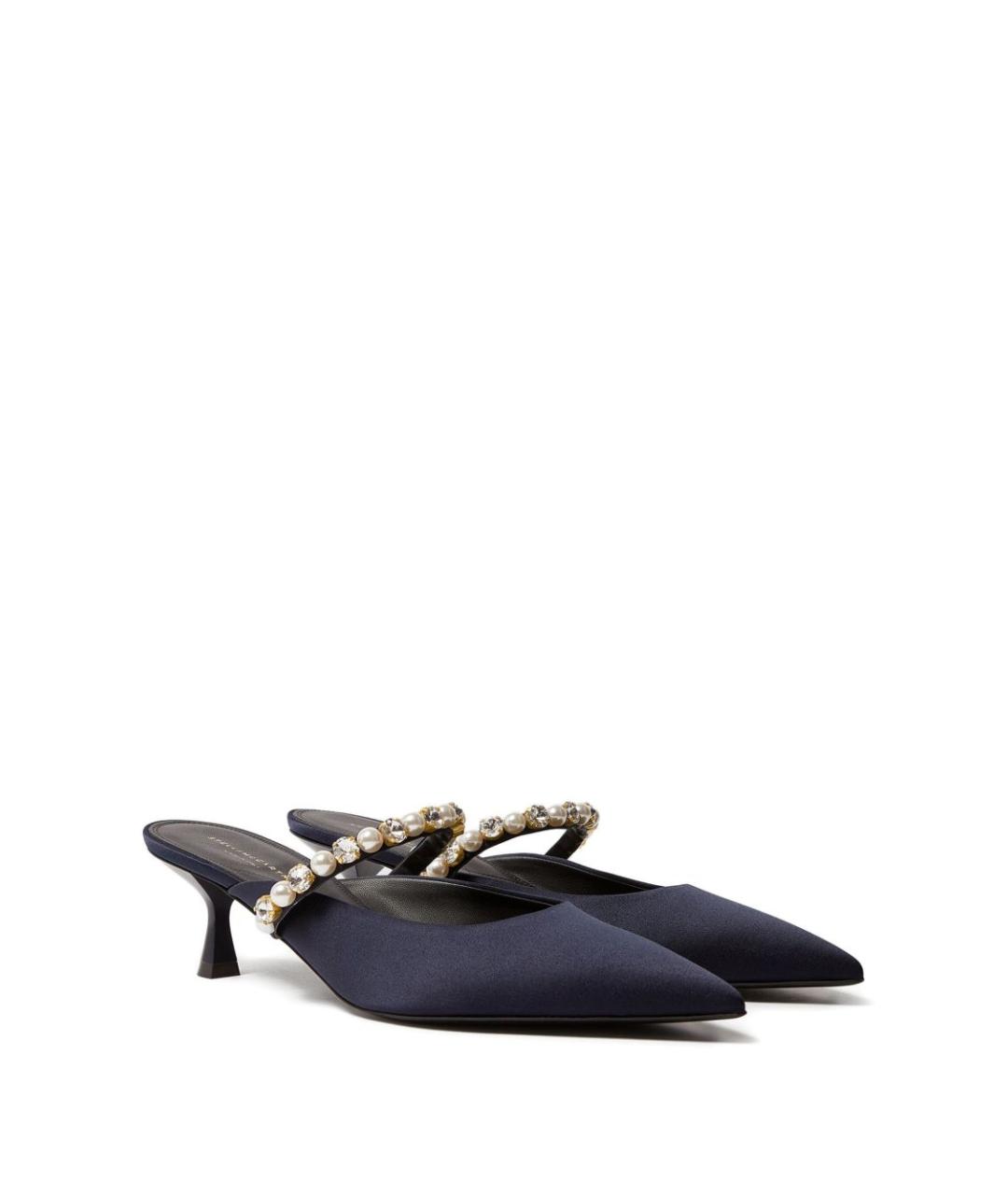 STELLA MCCARTNEY Темно-синие текстильные мюли, фото 2