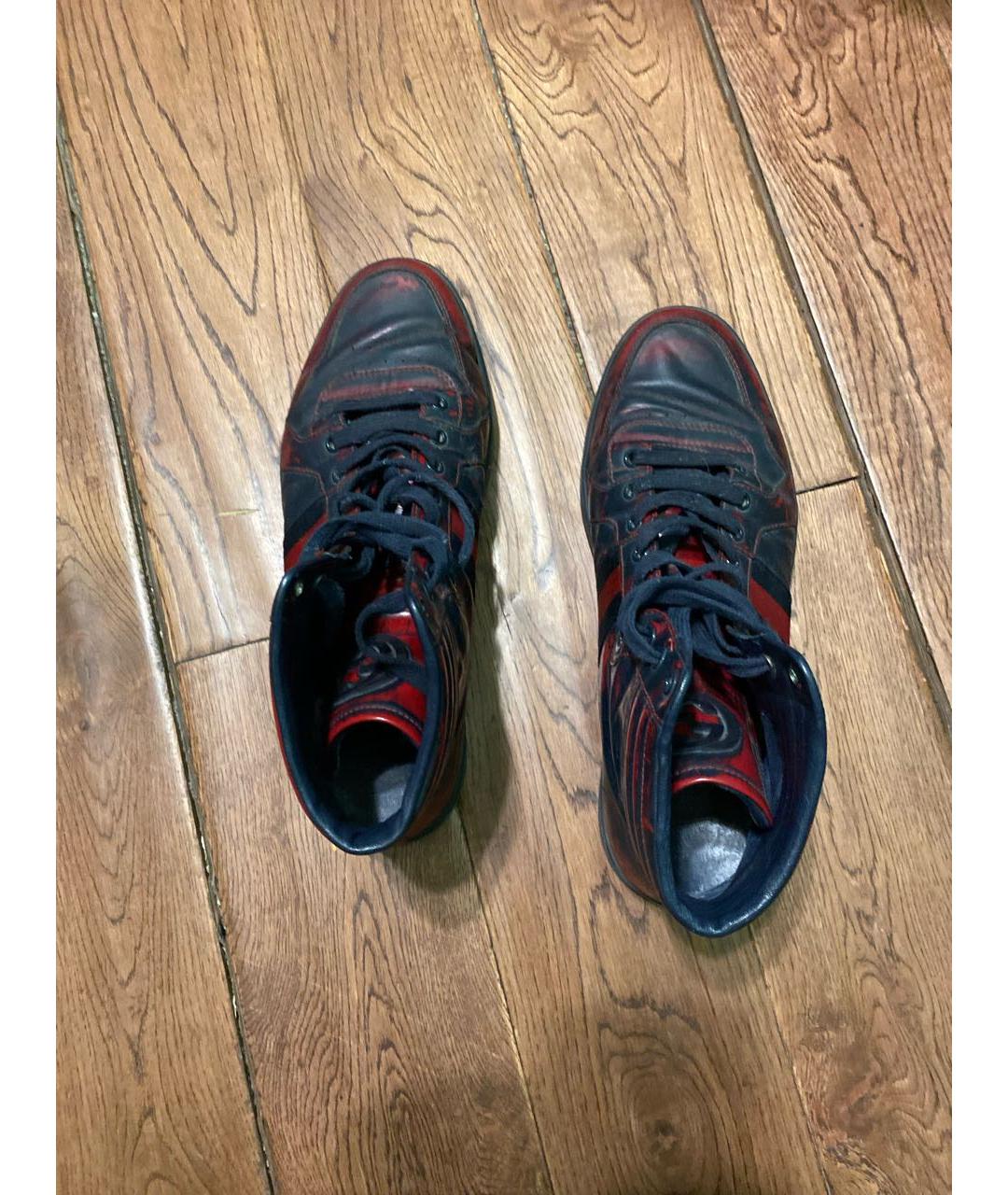 GUCCI Черные кожаные высокие кроссовки / кеды, фото 4