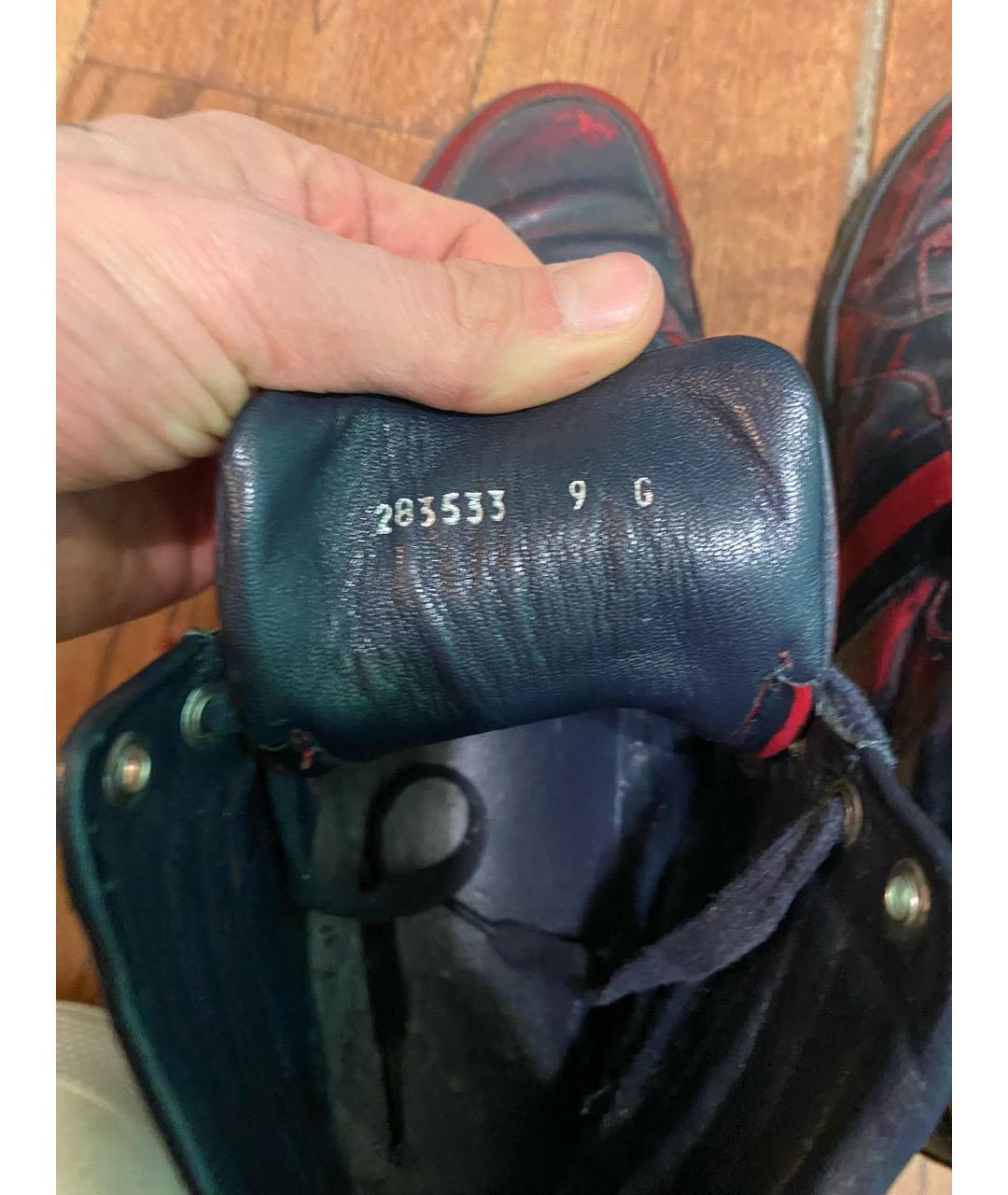 GUCCI Черные кожаные высокие кроссовки / кеды, фото 5