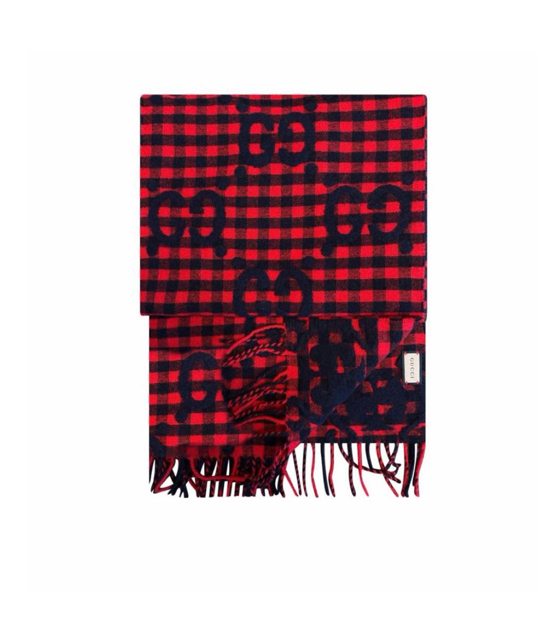 GUCCI Красный шерстяной шарф, фото 2