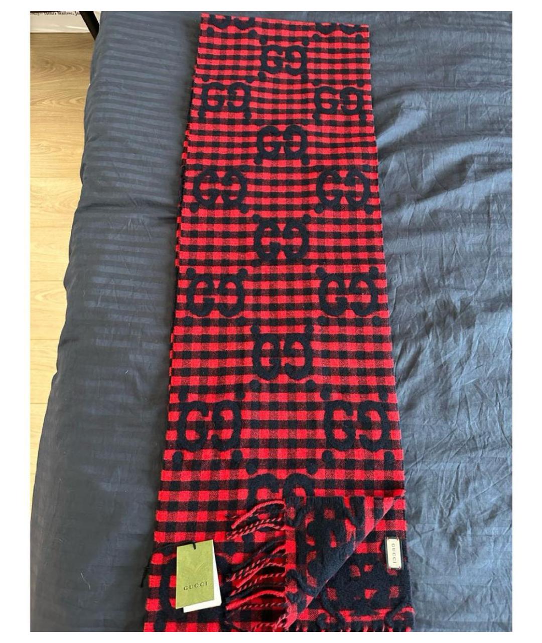 GUCCI Красный шерстяной шарф, фото 4