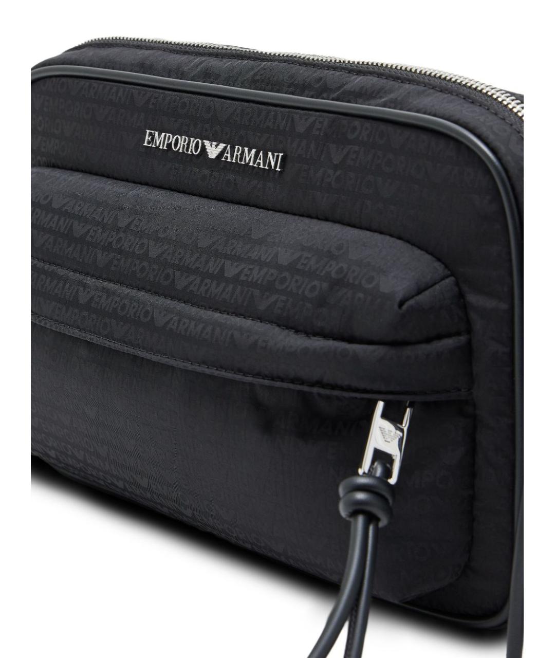 EMPORIO ARMANI Черная тканевая сумка на плечо, фото 6