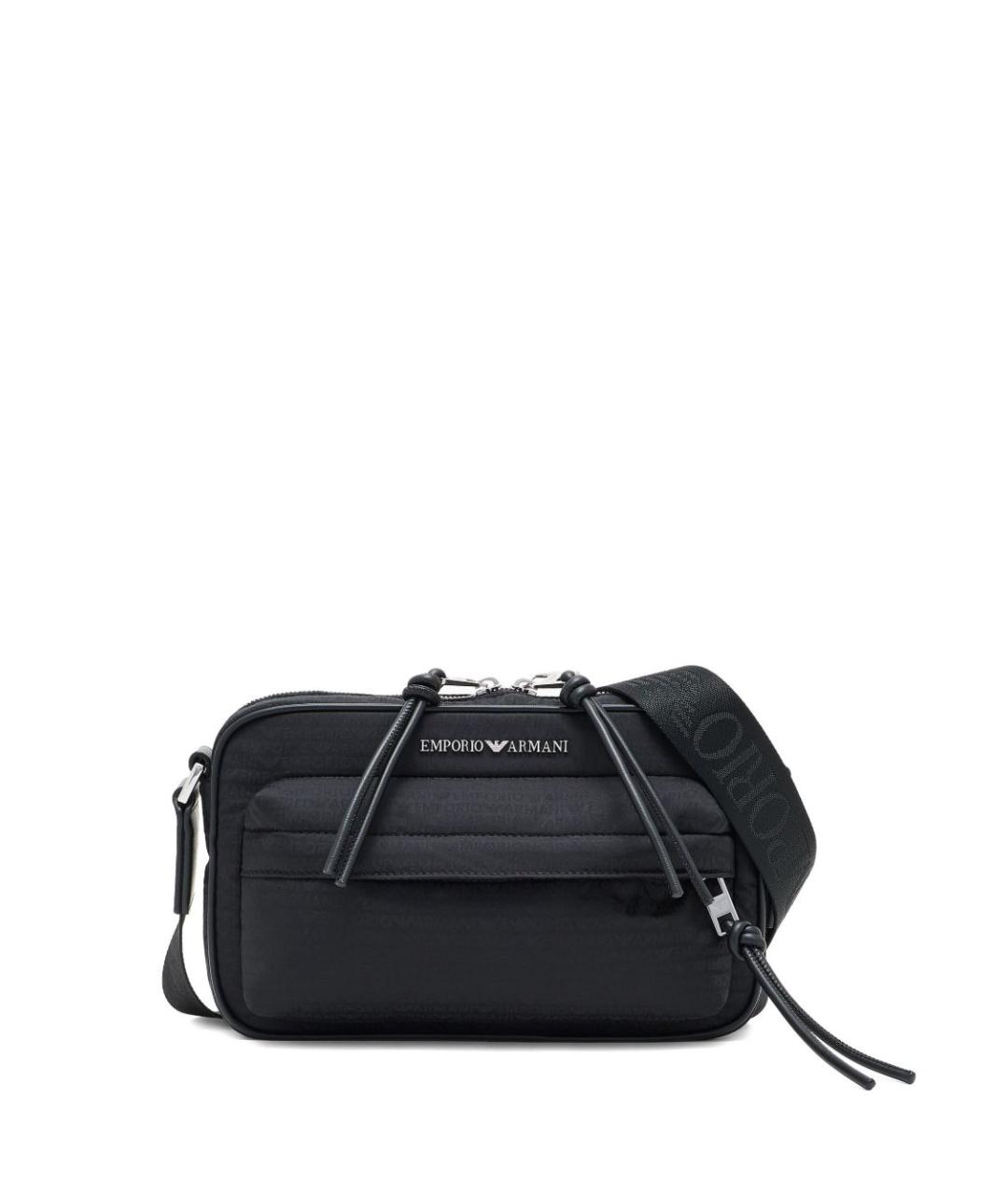 EMPORIO ARMANI Черная тканевая сумка на плечо, фото 1