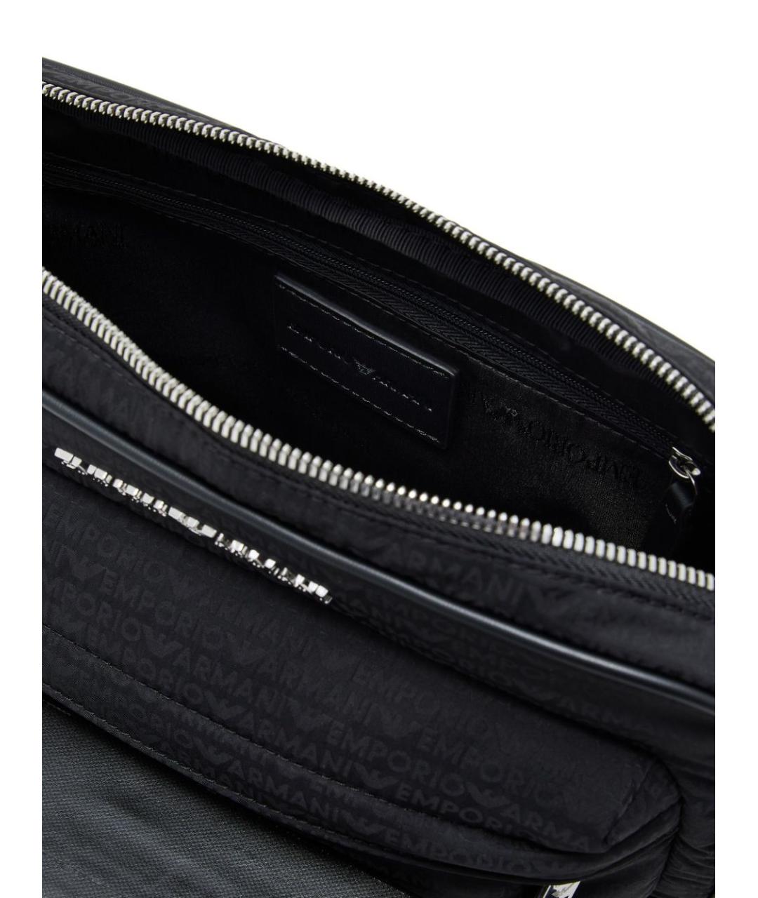 EMPORIO ARMANI Черная тканевая сумка на плечо, фото 5