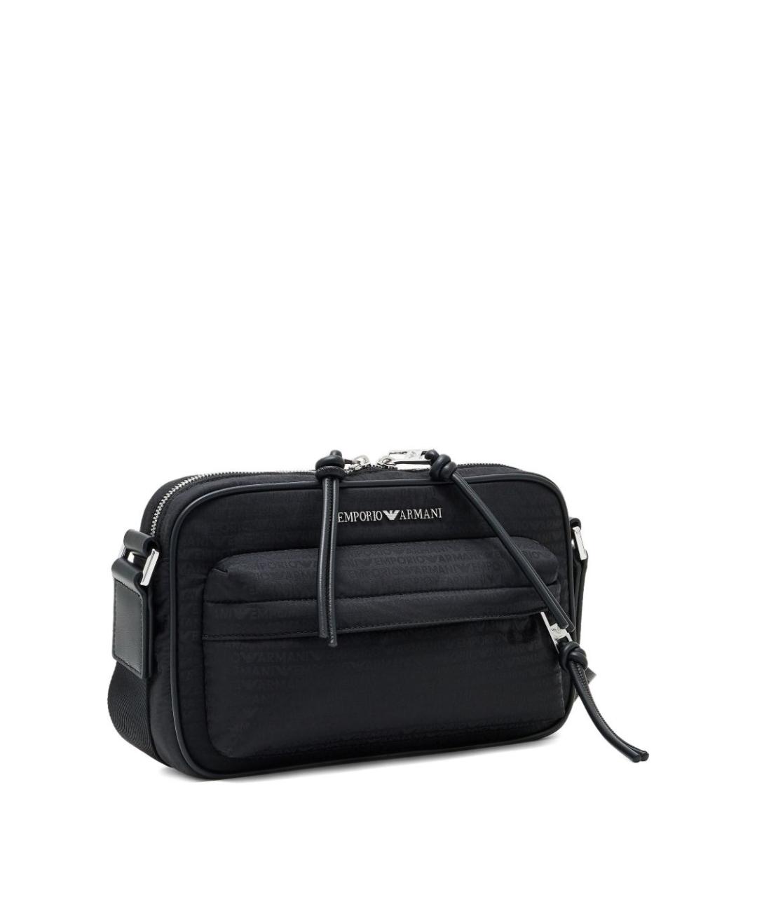 EMPORIO ARMANI Черная тканевая сумка на плечо, фото 2