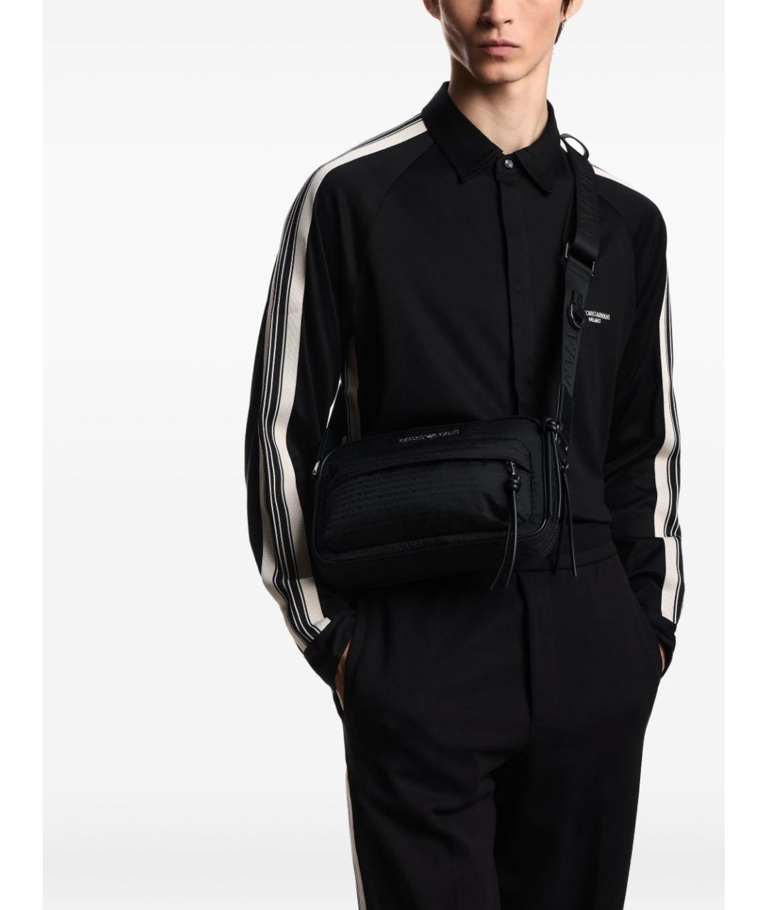 EMPORIO ARMANI Черная тканевая сумка на плечо, фото 3