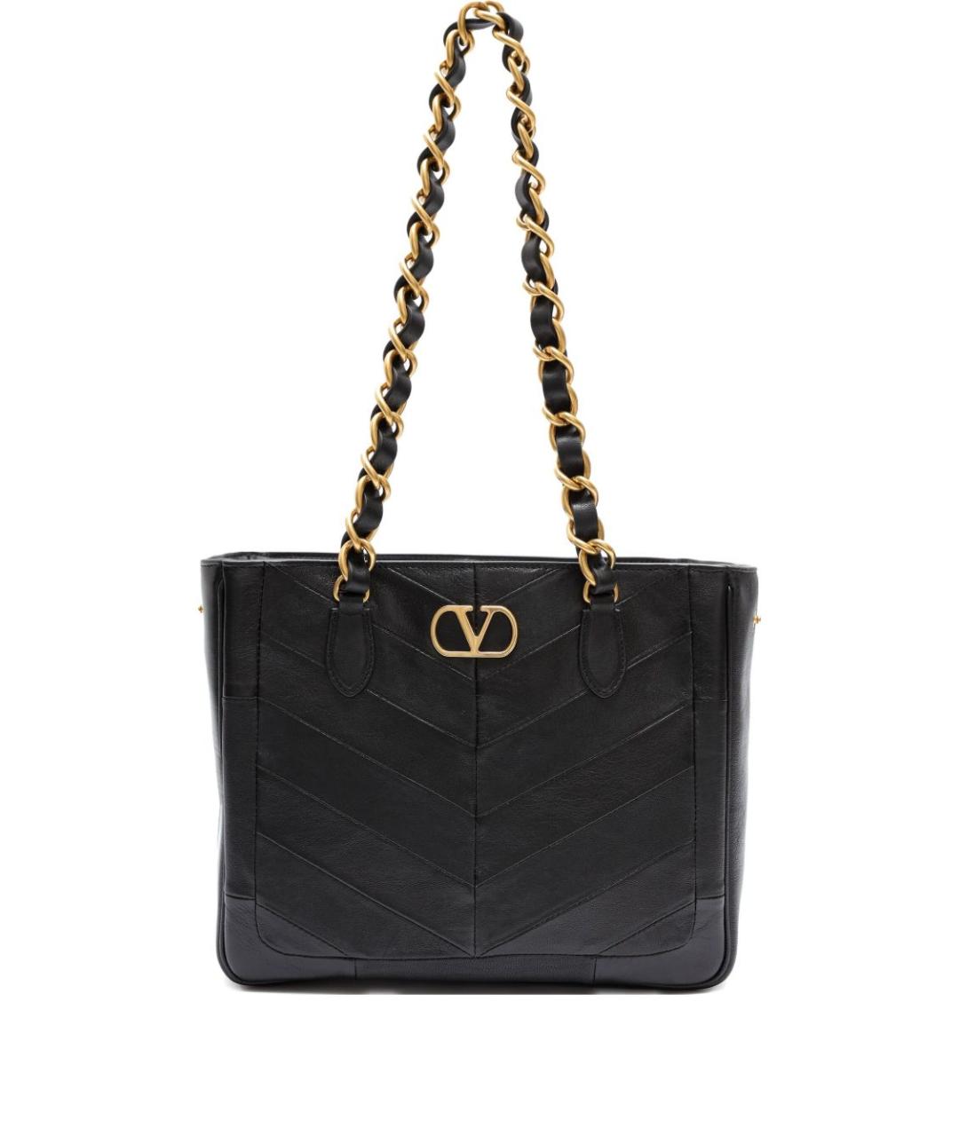 VALENTINO Черная кожаная сумка тоут, фото 1
