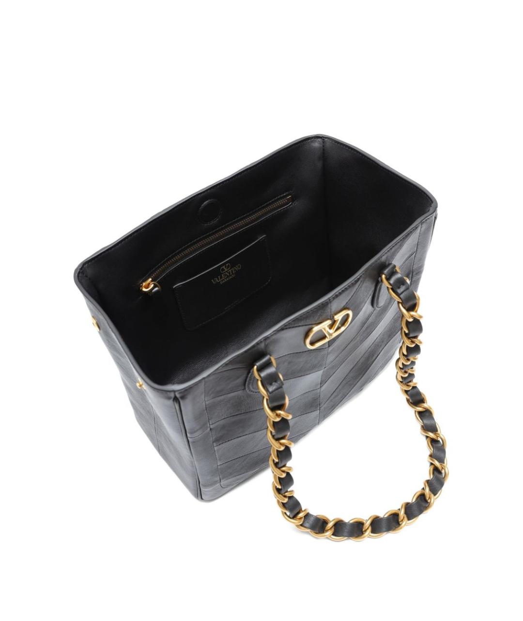 VALENTINO Черная кожаная сумка тоут, фото 3