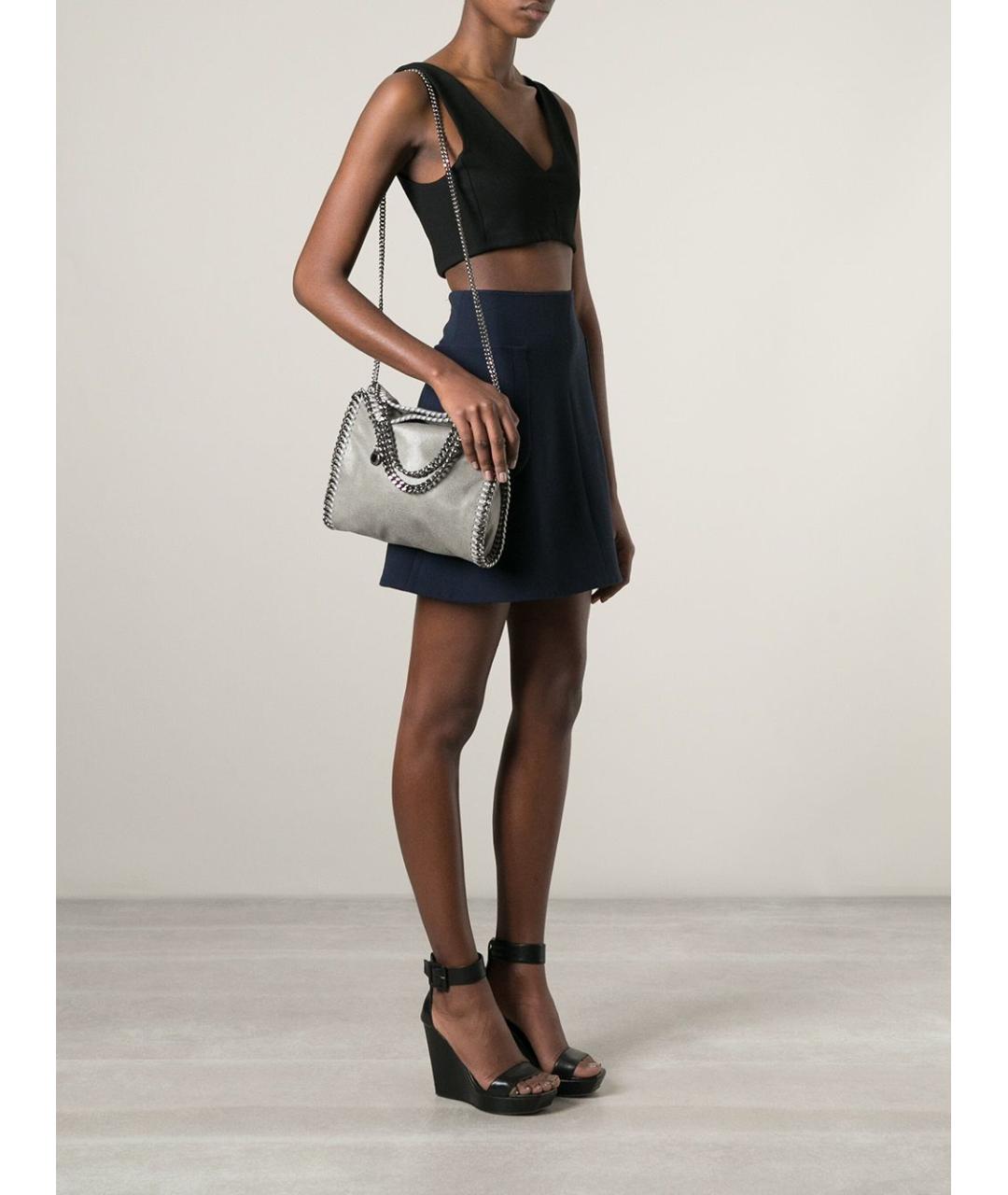 STELLA MCCARTNEY Серая синтетическая сумка тоут, фото 2